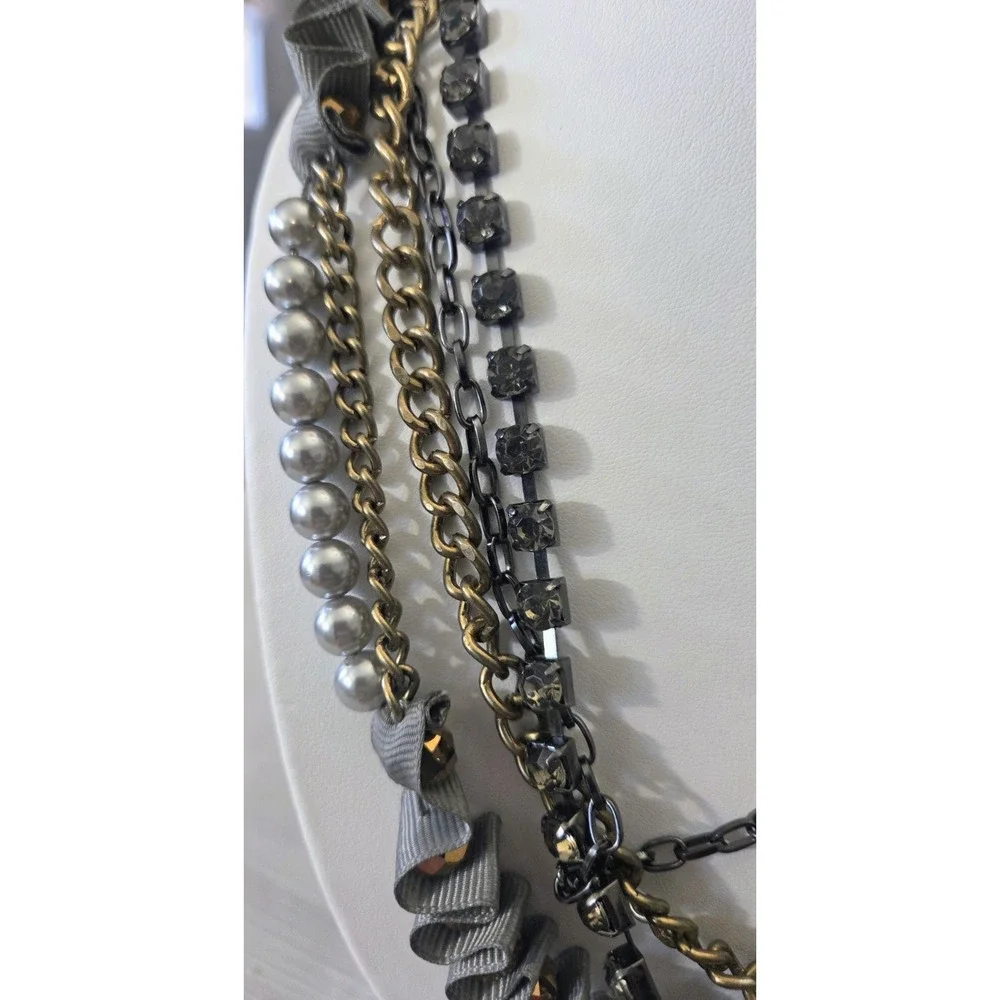 Cookie‎ Lee Multi-strand Necklace Faux Pearls Faceted Beads Beaded Rhinestones